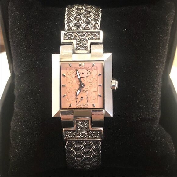 LOIS HILL Sterling Silver Pink Scroll Filigree Thai Flat Weave Bracelet Watch - Picture 16 of 16